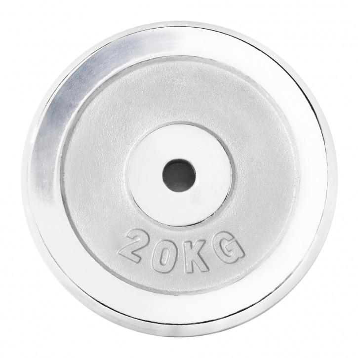 Cast Iron Weight Plate 20KG - Chrome - Gorilla Sports South Africa - Weights