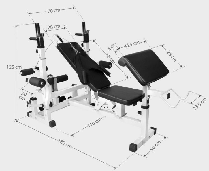Universal Weight Bench Workstation - White - Gorilla Sports South Africa - Gym Equipment