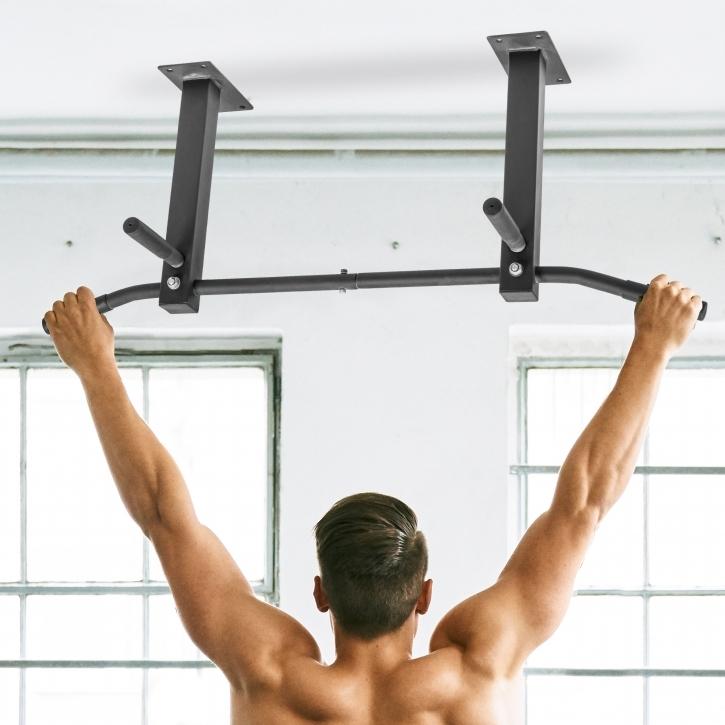 Ceiling-Mounted Pull Up Bar - Black - Gorilla Sports South Africa - Gym Equipment
