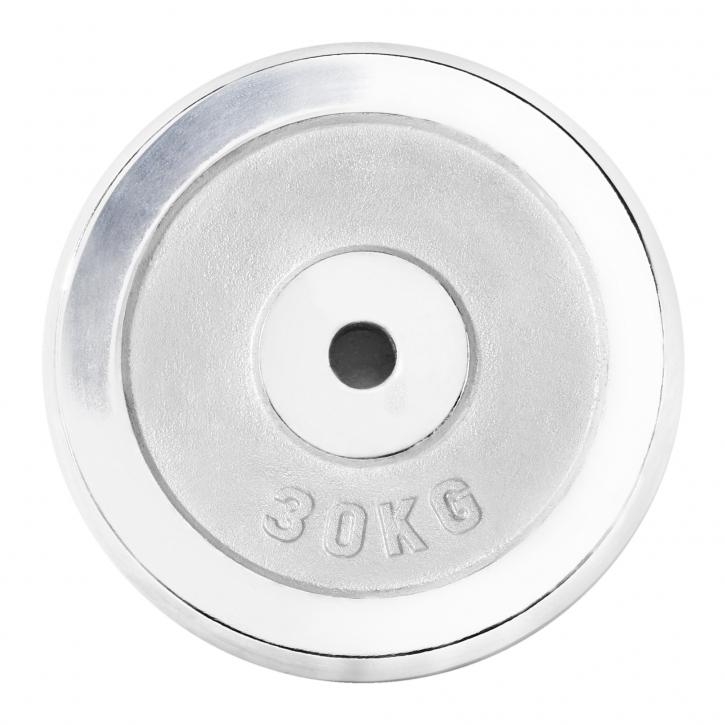 Cast Iron Weight Plate 30KG - Chrome - Gorilla Sports South Africa - Weights