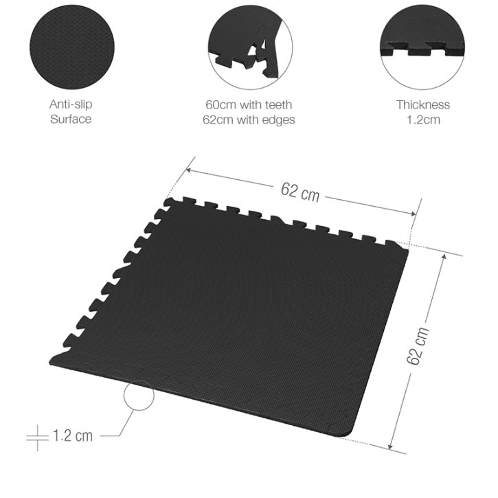 Floor Mat Set - 6 Mats 12 Edges - Black - Gorilla Sports South Africa - Accessories