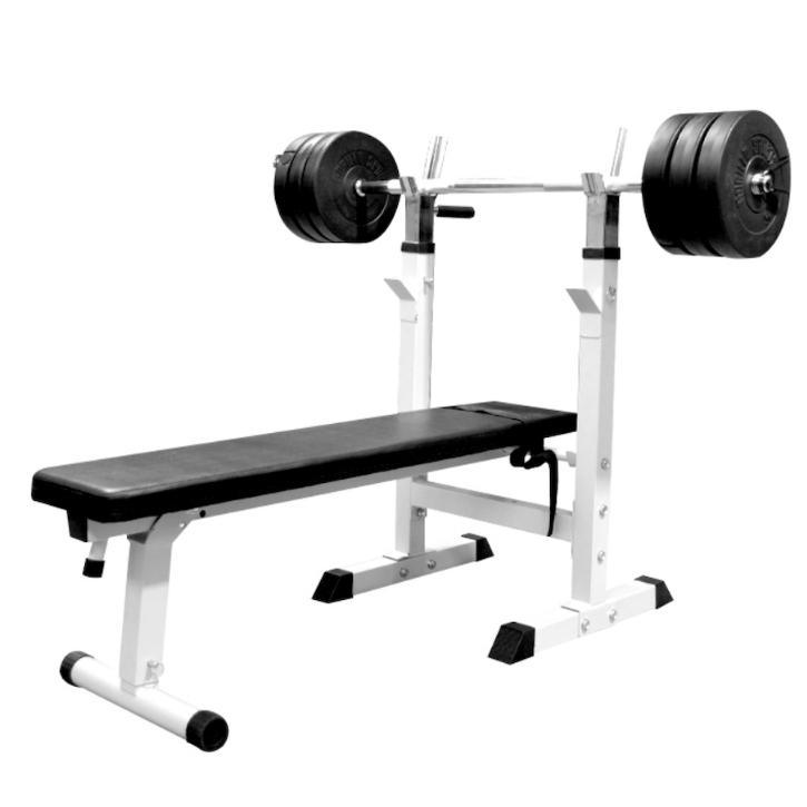 Weight Bench with 38KG Vinyl Weight Set - White - Gorilla Sports South Africa - Specials