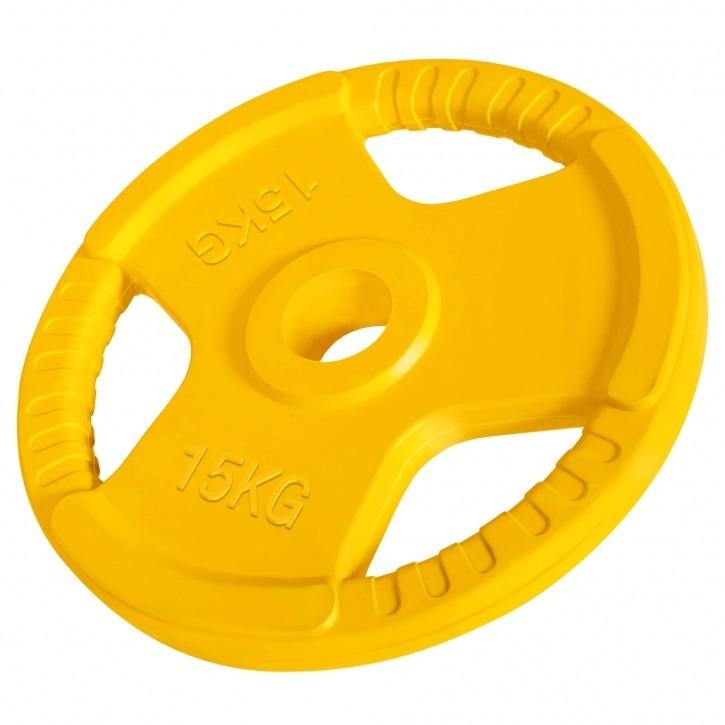 Olympic Rubber-Coated Tri-Grip Weight Plate 15KG - Gorilla Sports South Africa - Weights