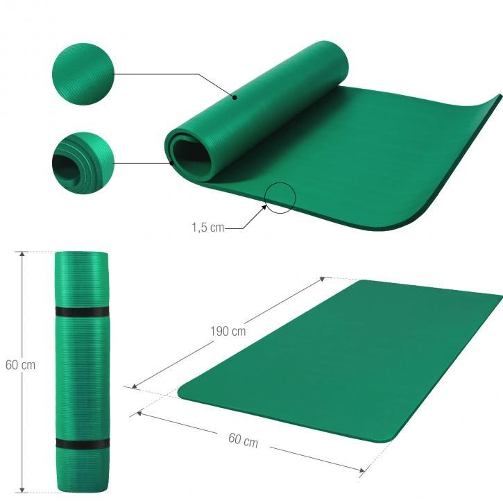 Deluxe NBR Yoga Mat Green 190x60x1.5cm - Gorilla Sports South Africa - Aerobic & Yoga