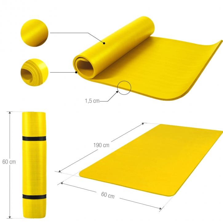 Deluxe NBR Yoga Mat Yellow 190x60x1.5cm - Gorilla Sports South Africa - Aerobic & Yoga