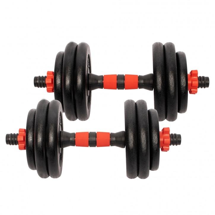 Cast Iron Dumbbell 25mm Dia Set 25KG - Red/Black - Gorilla Sports South Africa - Weights