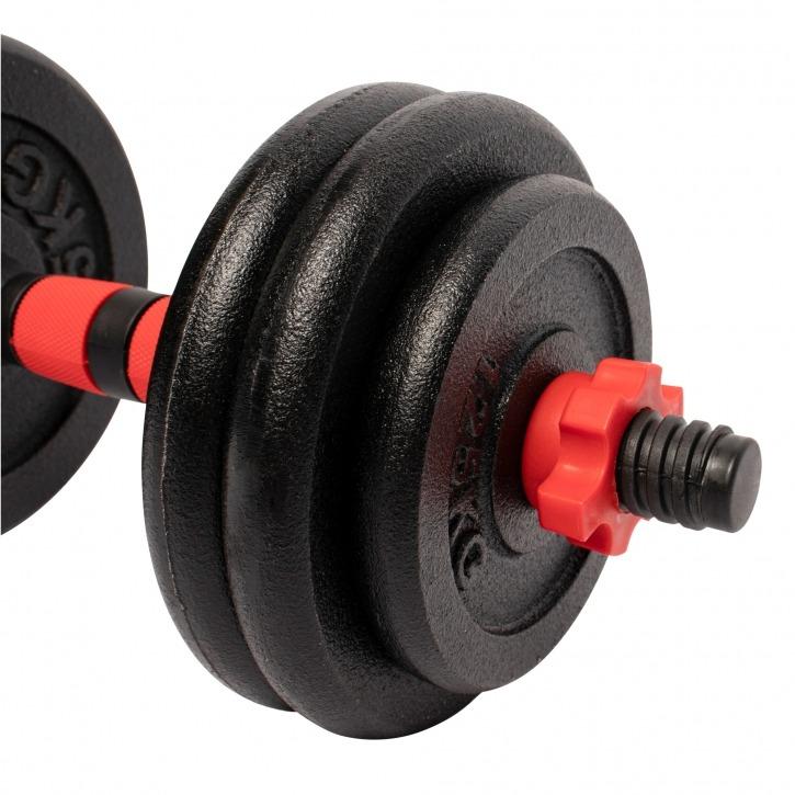 Cast Iron Dumbbell 25mm Dia Set 25KG - Red/Black - Gorilla Sports South Africa - Weights