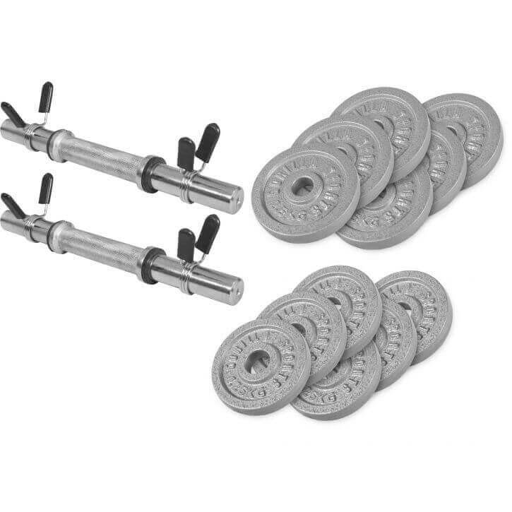 Cast Iron Dumbbell Set 27.5KG - Springlock Collars - Gorilla Sports South Africa - Weights