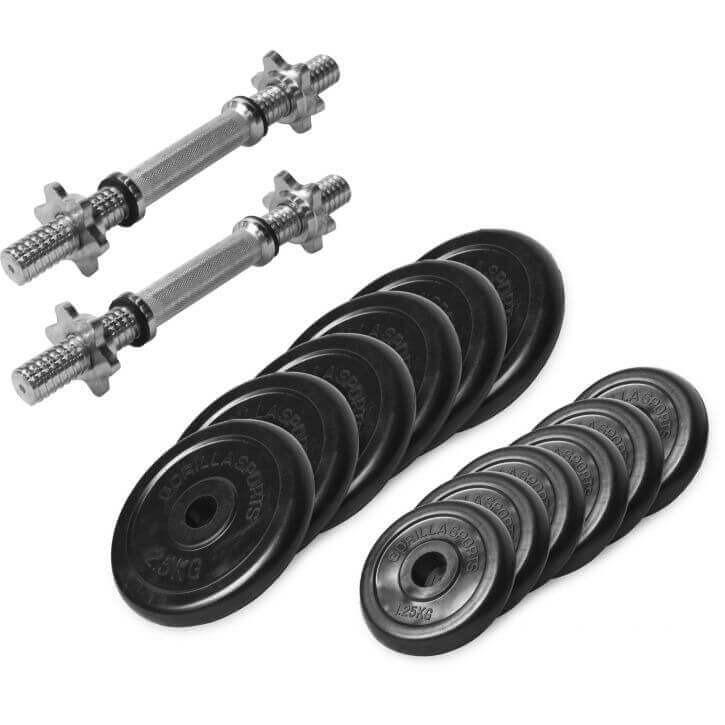 Rubber Star Collar Dumbbell Set 27.5KG - Gorilla Sports South Africa - Weights