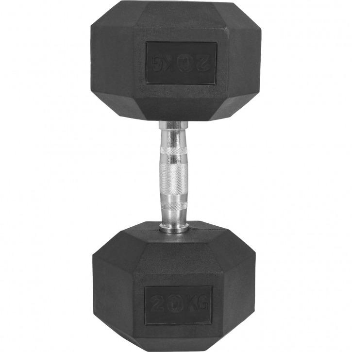 Hex Rubber Dumbbell 20KG - Gorilla Sports South Africa - Weights