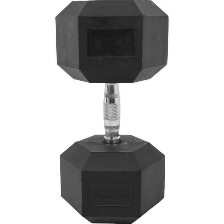 Hex Rubber Dumbbell 42.5KG - Gorilla Sports South Africa - Weights