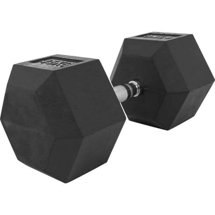 Hex Rubber Dumbbell 45KG - Gorilla Sports South Africa - Weights