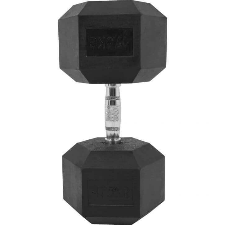 Hex Rubber Dumbbell 47.5KG - Gorilla Sports South Africa - Weights