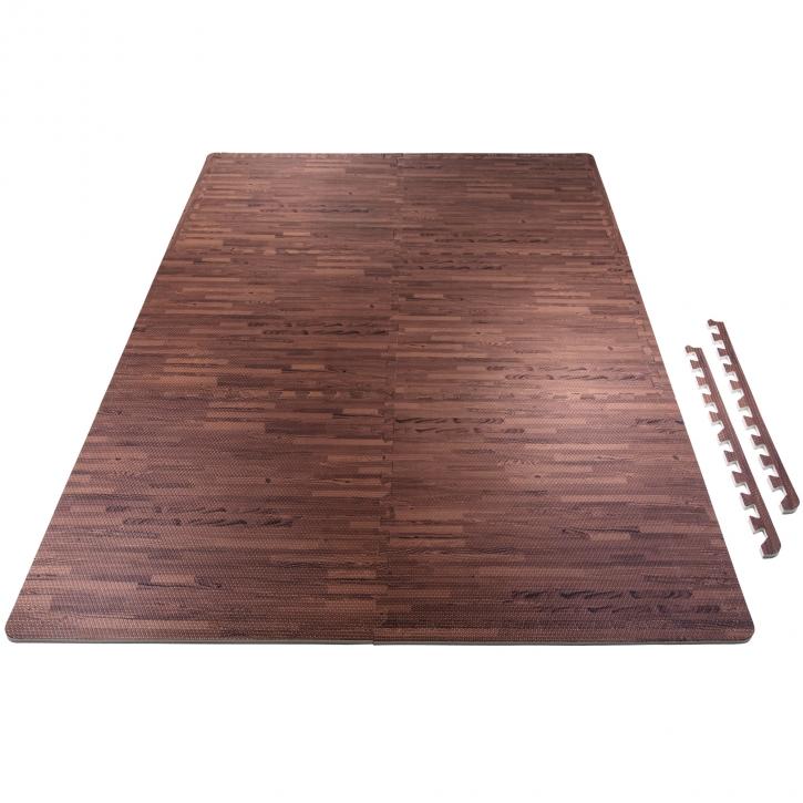 Floor Mat Set - 6 Mats 12 Edges - Dark Wood Effect - Gorilla Sports South Africa - Accessories