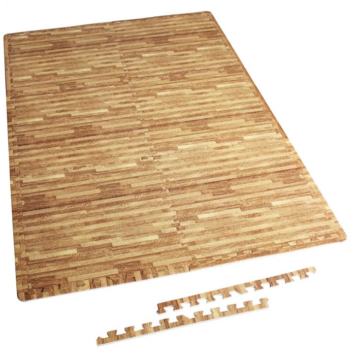 Floor Mat Set - 6 Mats 12 Edges - Wood Effect - Gorilla Sports South Africa - Accessories