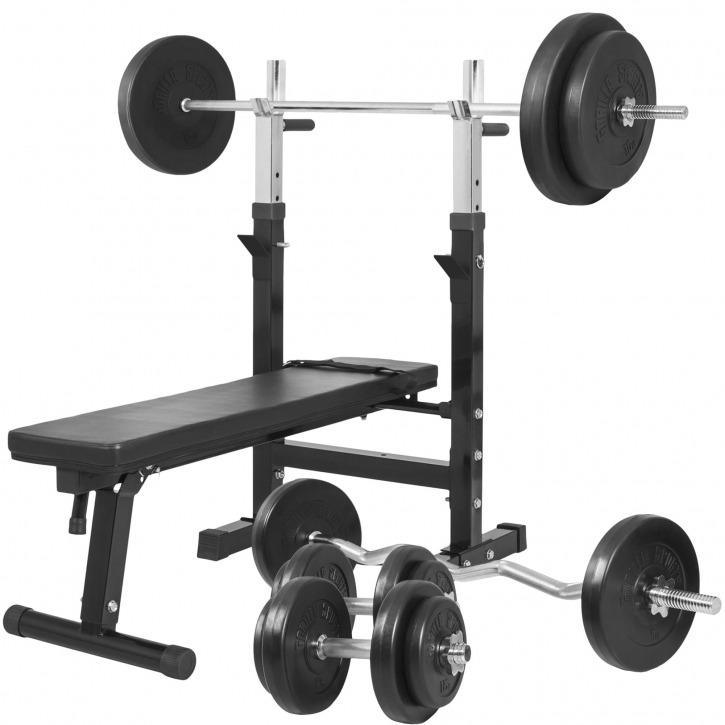 Weight Bench - Black with 100KG Vinyl Weight Set - Starlock - Gorilla Sports South Africa - Specials