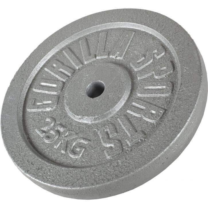 Cast Iron Weight Plate 25KG - Silver - Gorilla Sports South Africa - Weights