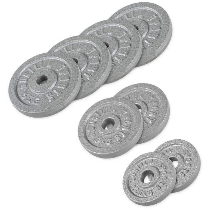 Cast Iron Weight Plate Set 27.5KG - Silver - Gorilla Sports South Africa - Weights