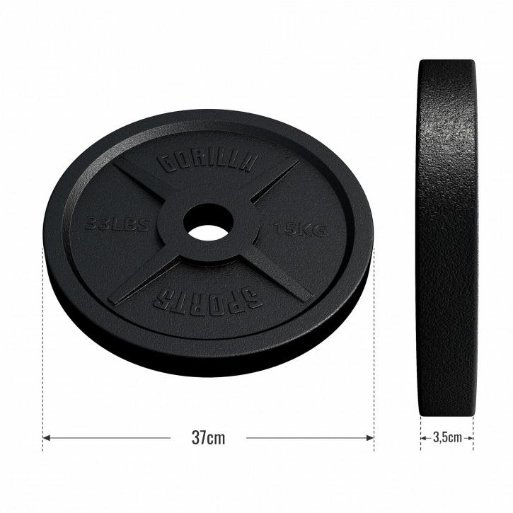 Olympic Cast Iron 30KG Weight Plate Set 50/51 mm - 2x 15KG - Gorilla Sports South Africa - Weights