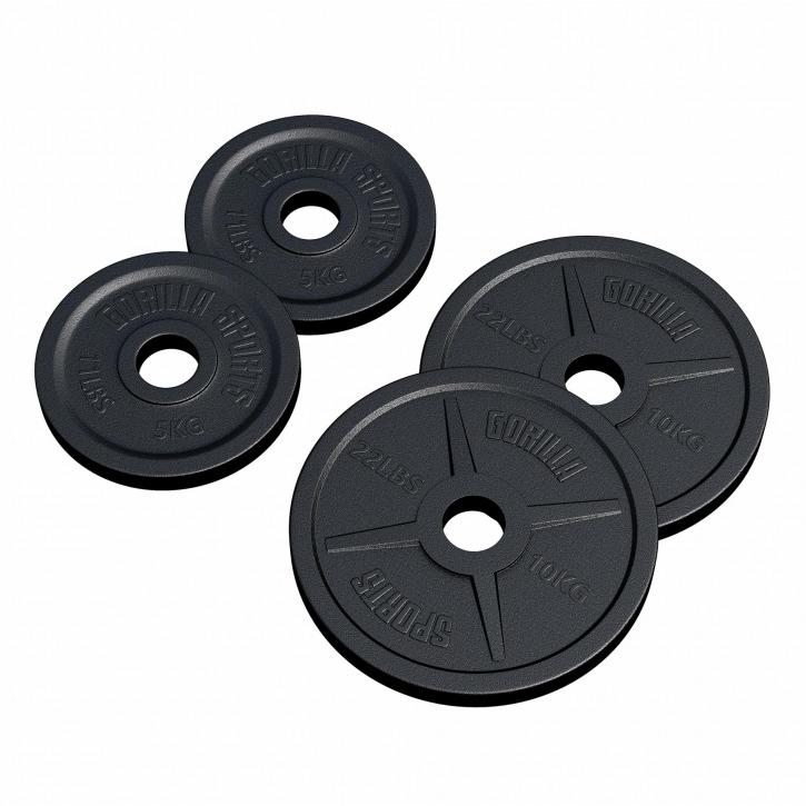 Olympic Cast Iron 30KG Weight Plate Set 50/51 mm - 2x 5KG 2x 10KG - Gorilla Sports South Africa - Weights