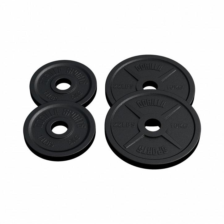 Olympic Cast Iron 30KG Weight Plate Set 50/51 mm - 2x 5KG 2x 10KG - Gorilla Sports South Africa - Weights