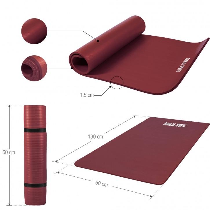Deluxe NBR Yoga Mat Ruby 190x60x1.5cm - Gorilla Sports South Africa - Aerobic & Yoga